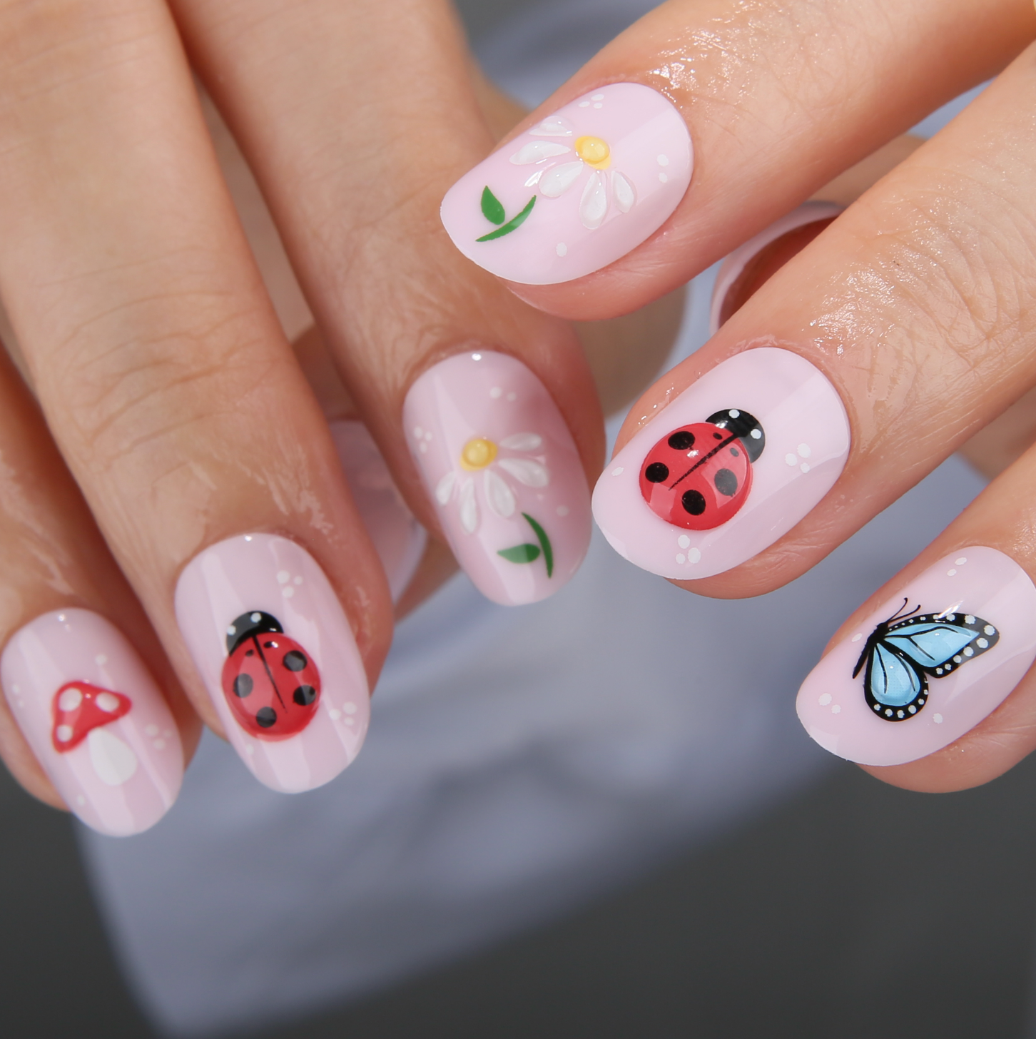 Faux ongles Coccinelles, Fleurs & Papillon
