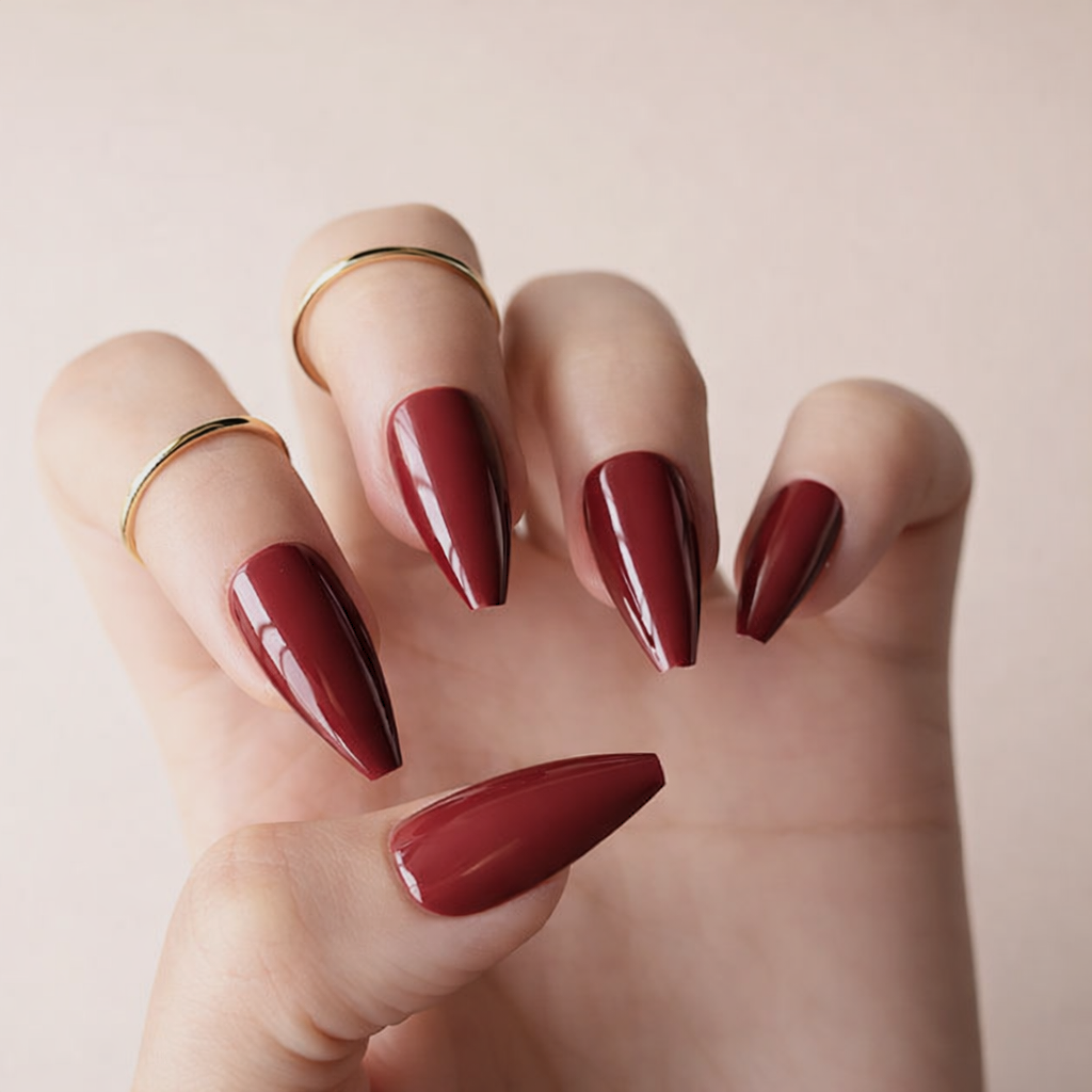 Faux Ongles Bordeaux Ballerine Longs Press On Nails