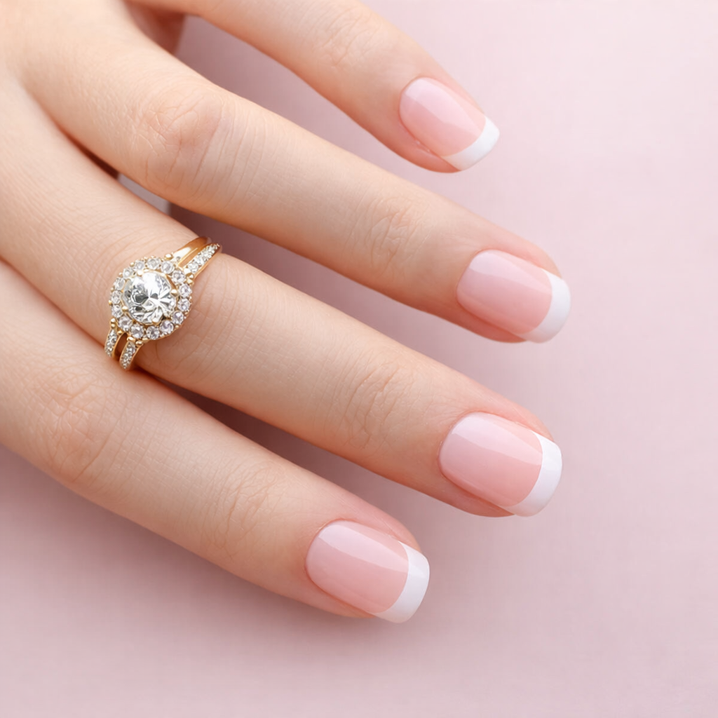 Faux Ongles French Manucure Courts Press On Nails