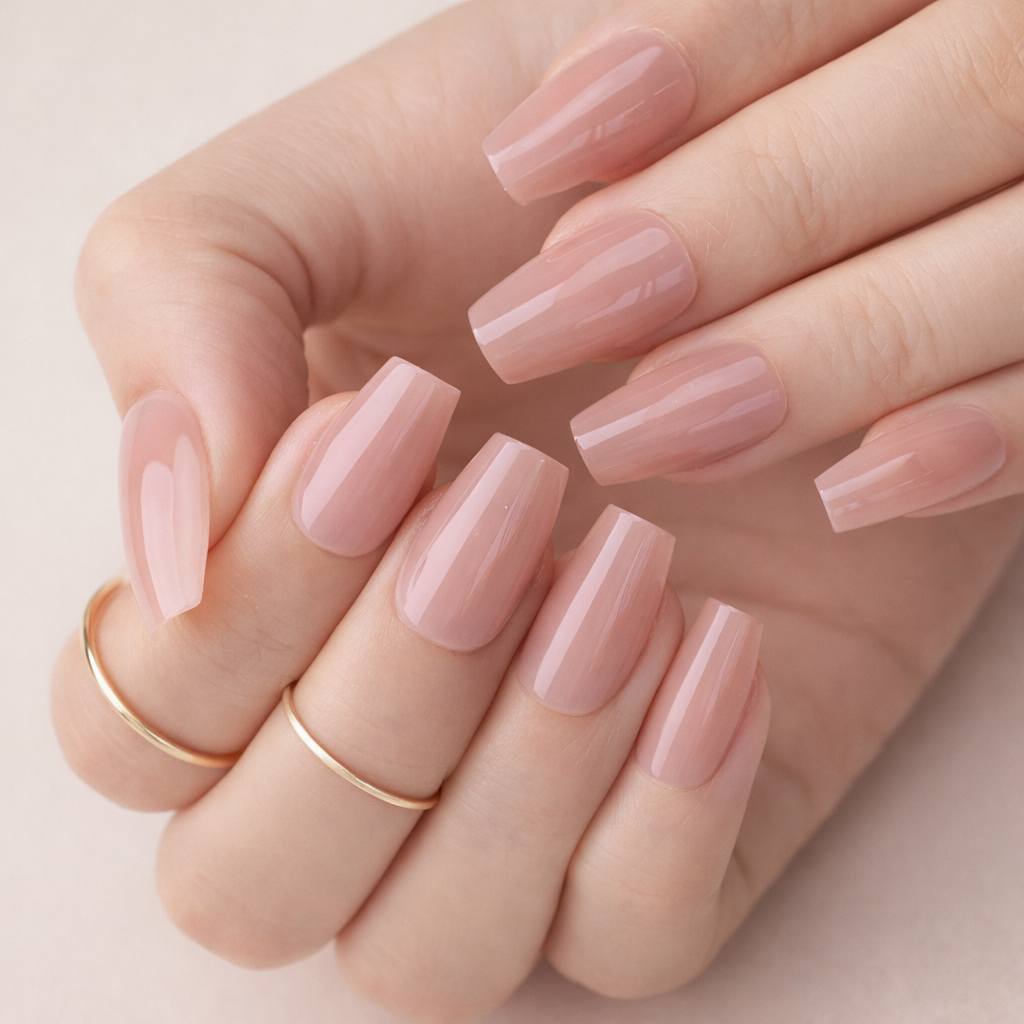 Faux Ongles Naturel Carré Mi-Longs Press On Nails