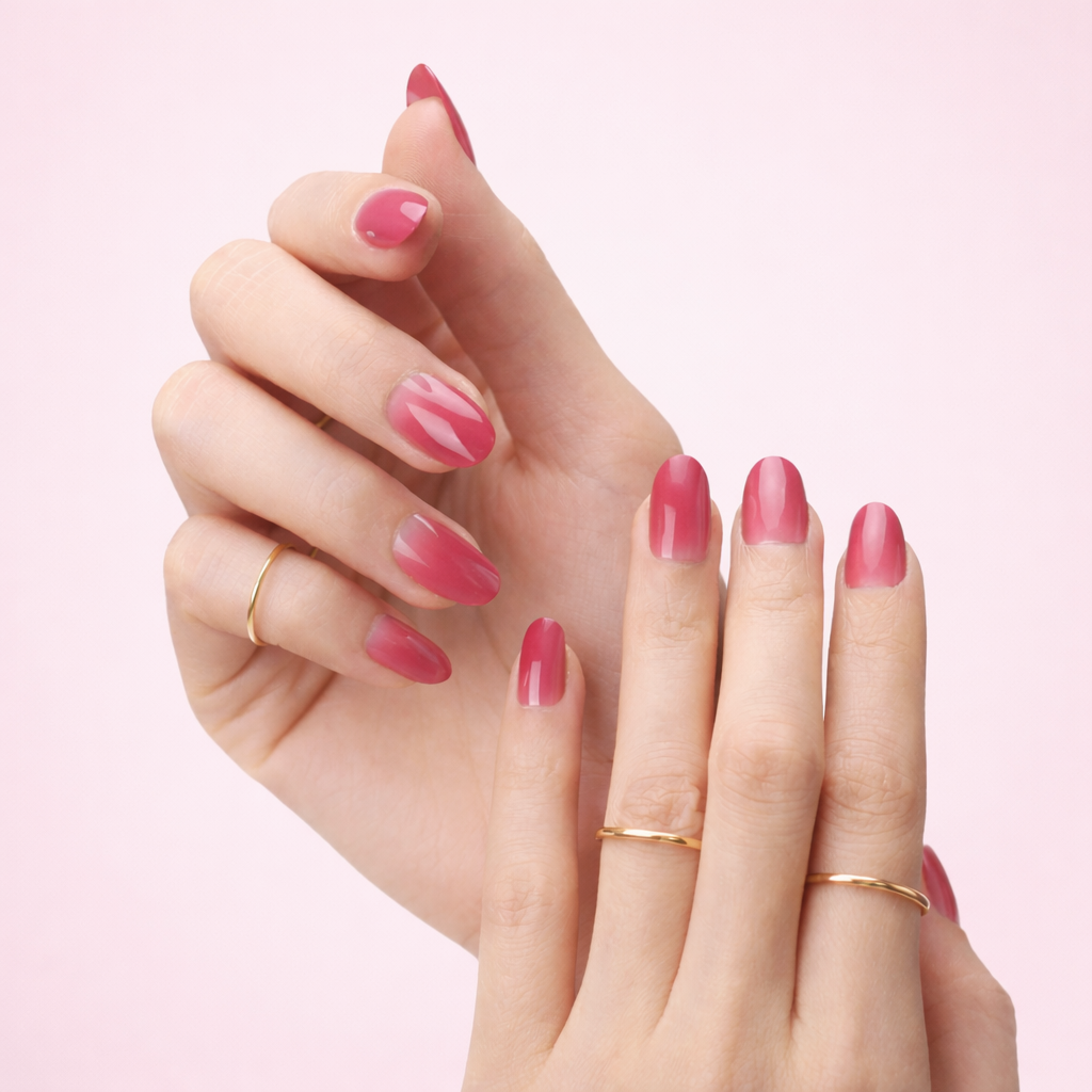 Faux Ongles Roses Rond Courts Press On Nails