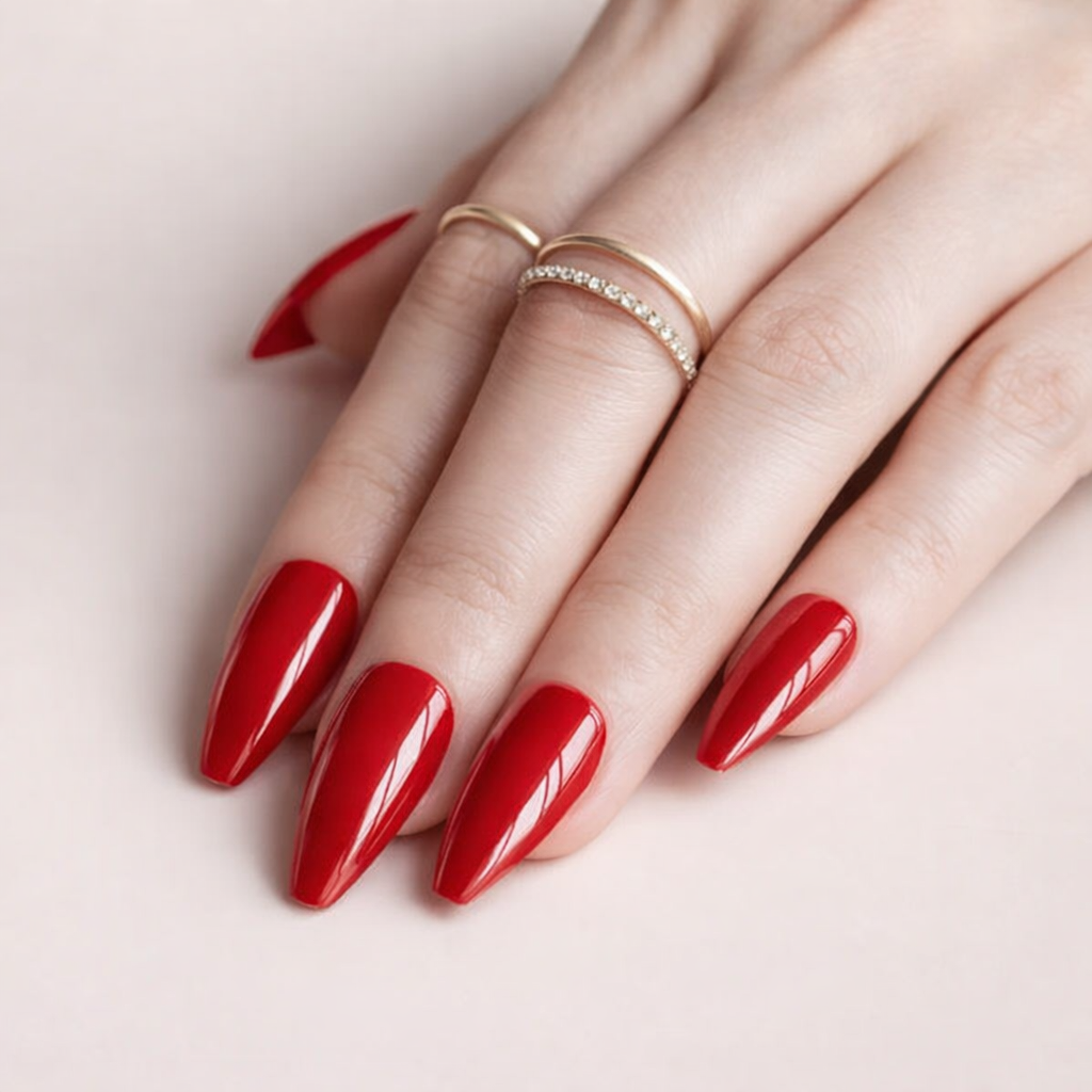 Faux Ongles Rouge Ballerine Longs Press On Nails