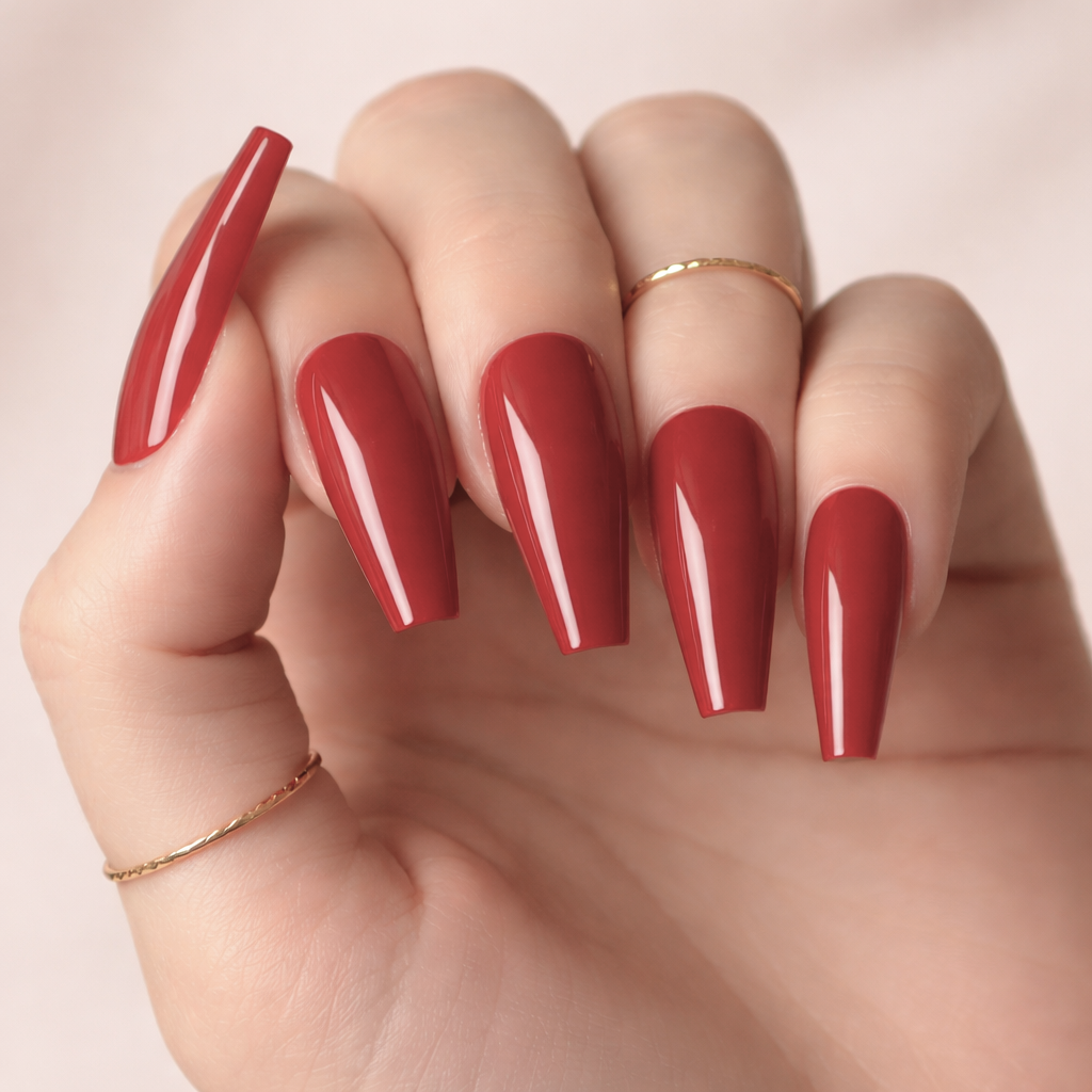Faux Ongles Rouge Brilliantes Ballerine Longs press on nails