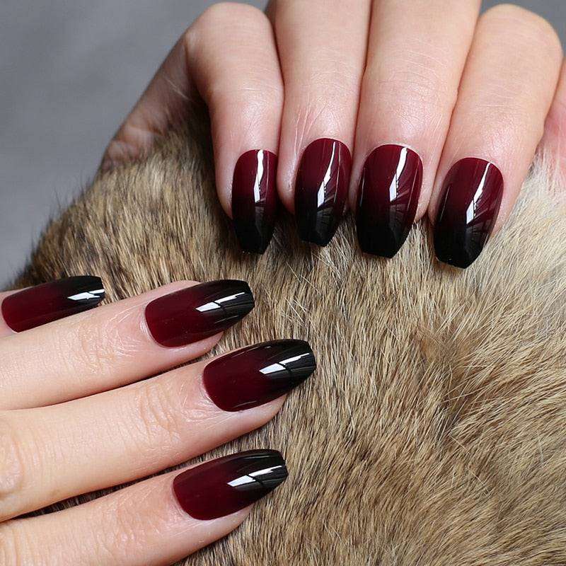 Faux Ongles Rouge et Noir Press On Nails