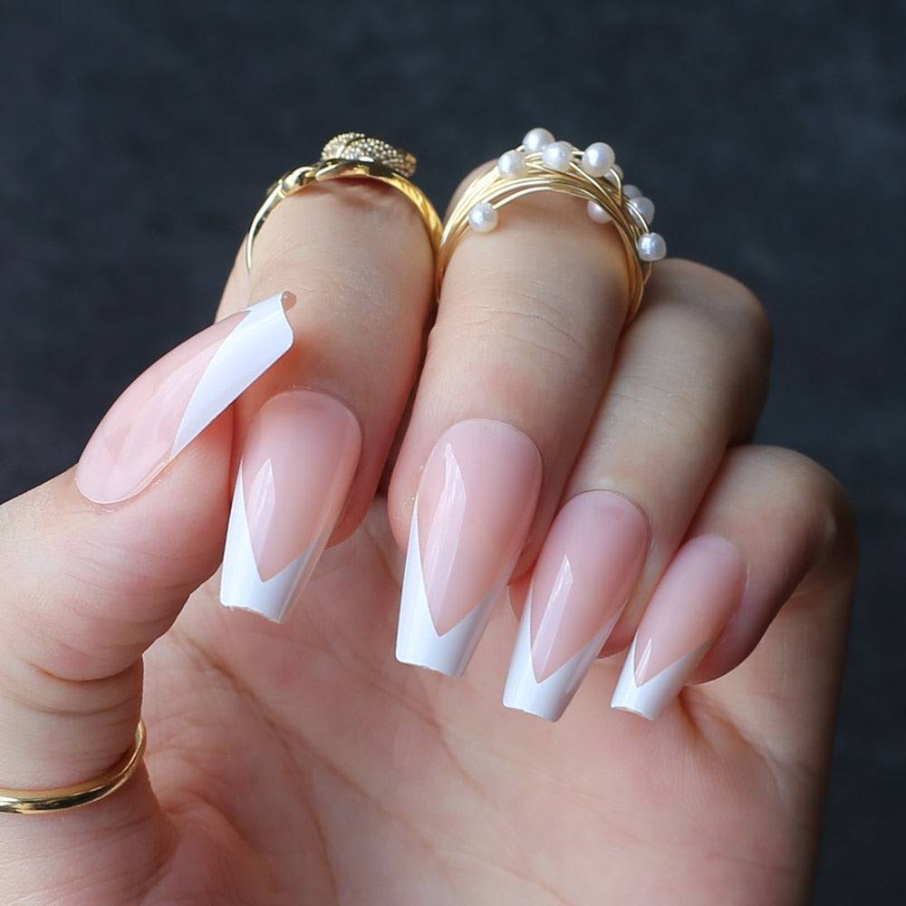 Faux Ongles Ballerine Longs French Nude Press On Nails Default Title