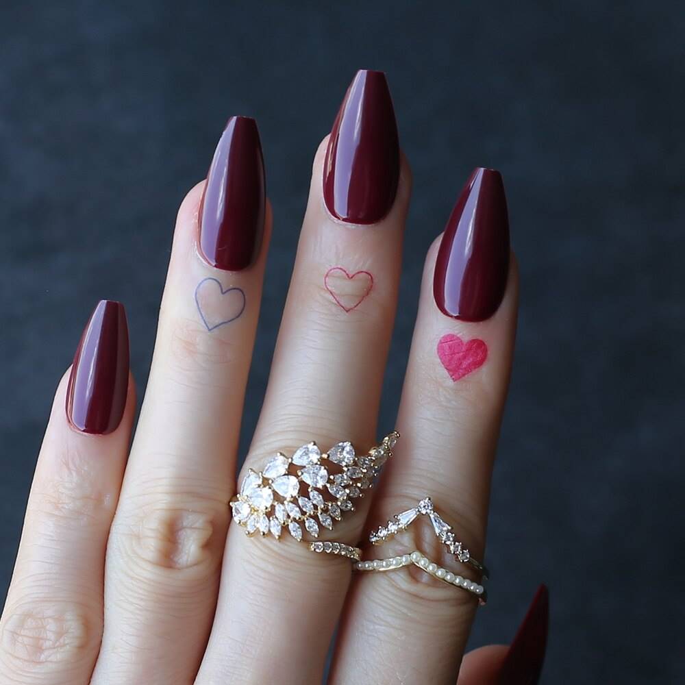 Faux Ongles en Gel Bordeaux Longs Press On Nails