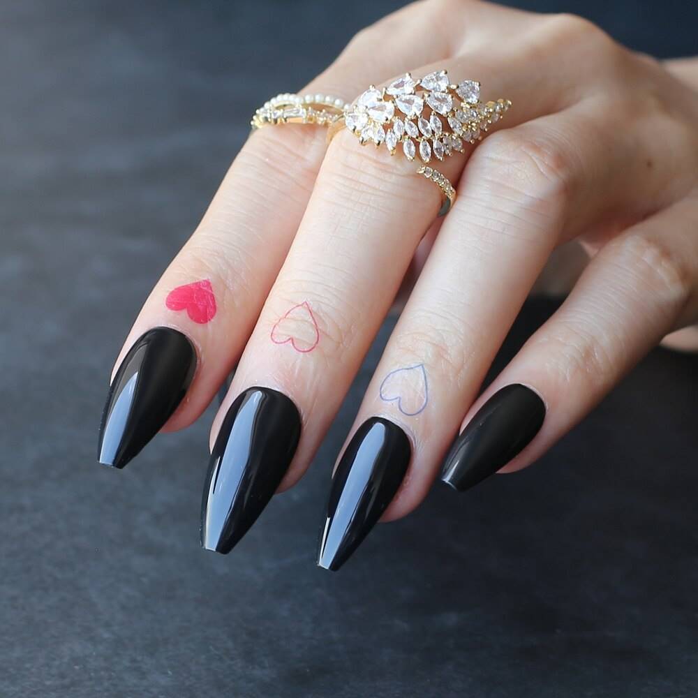 Faux Ongles Noir Ballerine Longs Press On Nails