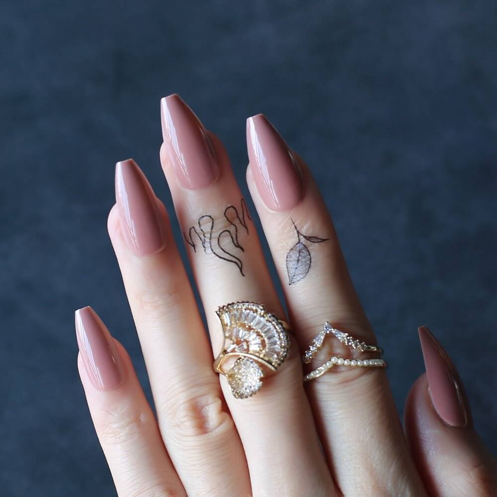 Faux Ongles Taupe Ballerine Longs Press On Nails Default Title