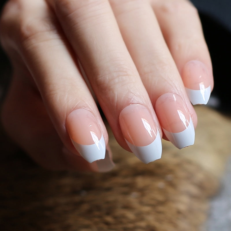 Faux Ongles French Manucure Mi-Longs Ballerine Nude Press On Nails Default Title