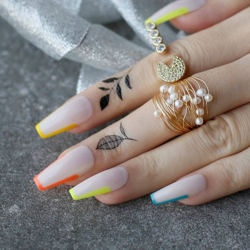 Faux Ongles French Dégradé Ballerine Longs Press On Nails Default Title