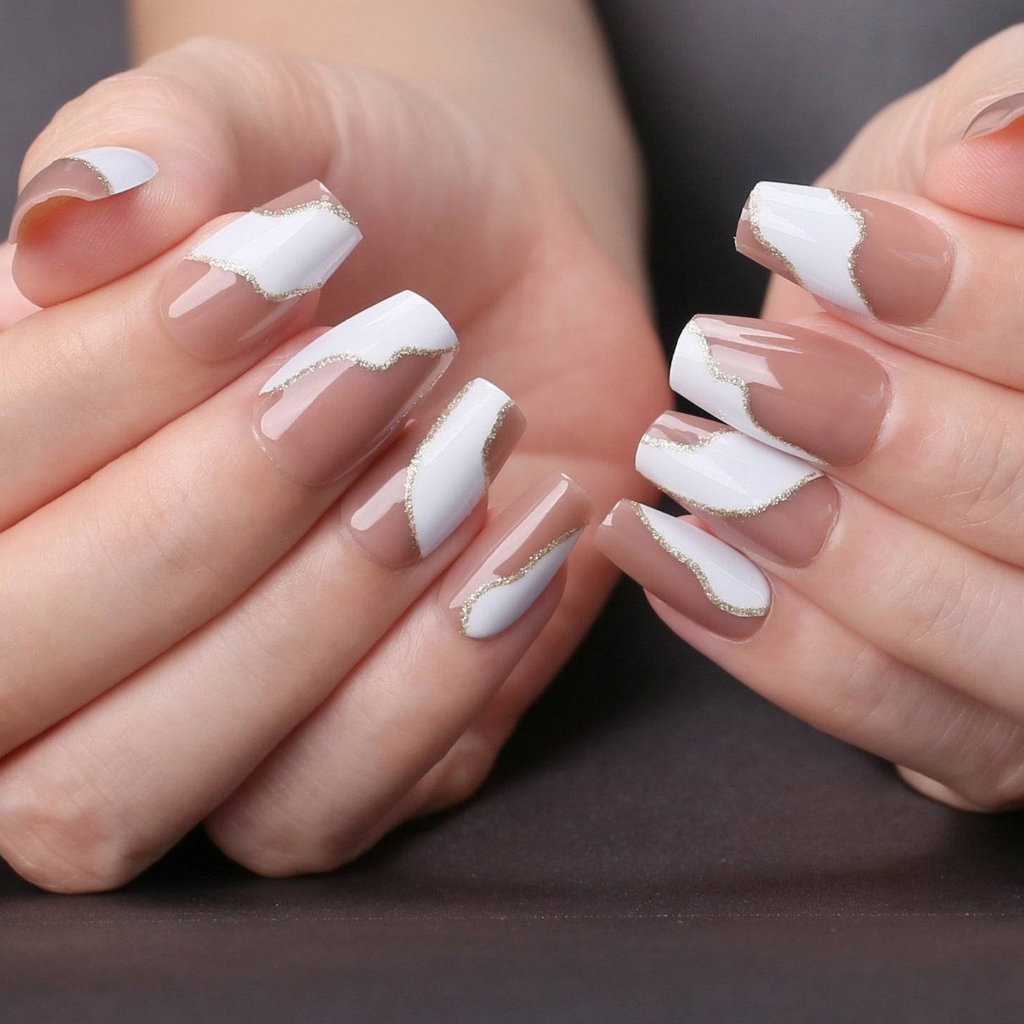 Faux Ongles Dégradé Blanc Carré Longs Press On Nails