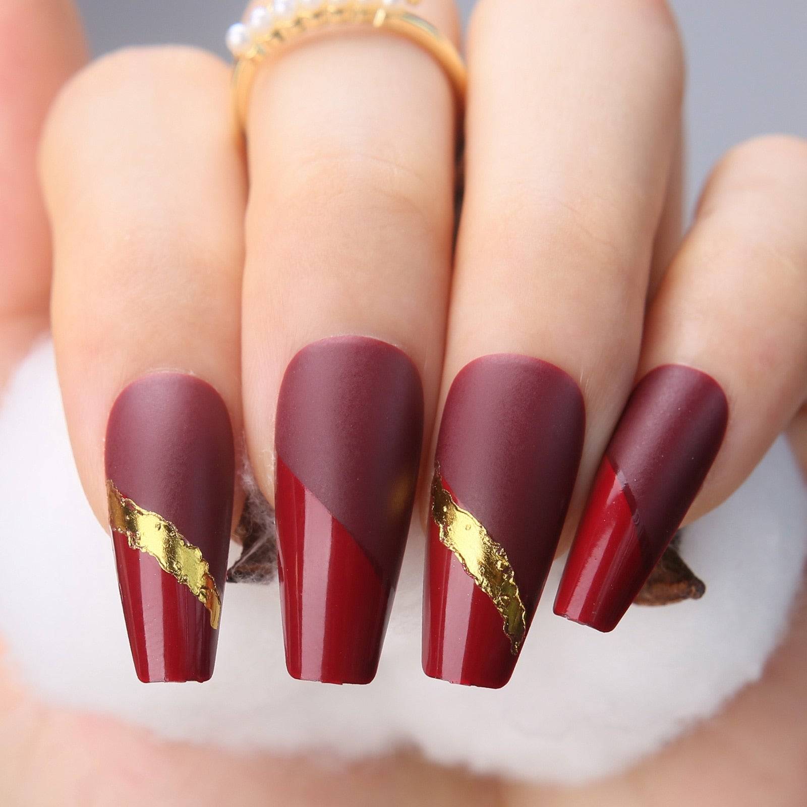 Faux Ongles Rouge Ballerine Longs Press On Nails