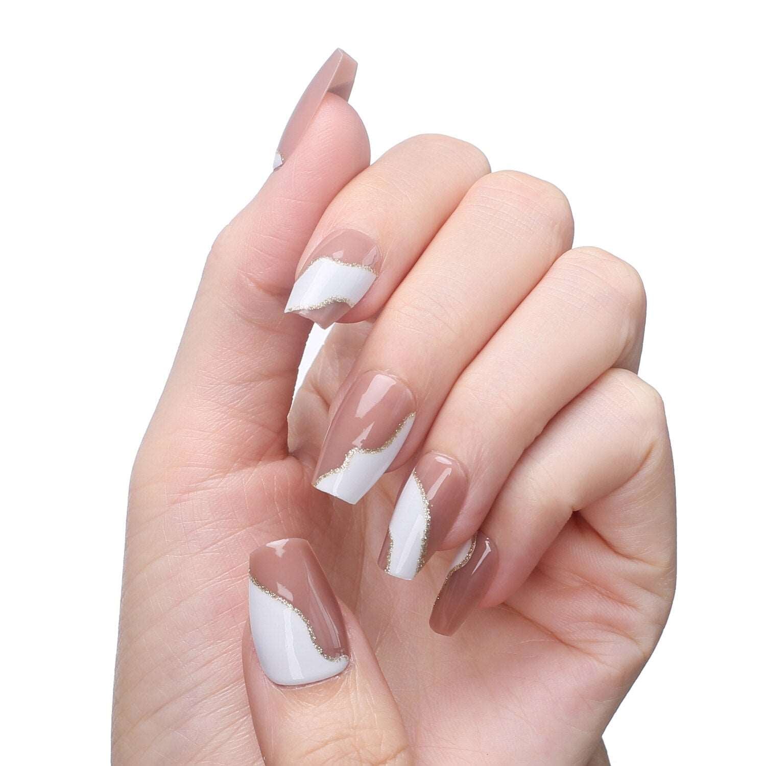 Faux Ongles Dégradé Blanc Carré Longs Press On Nails
