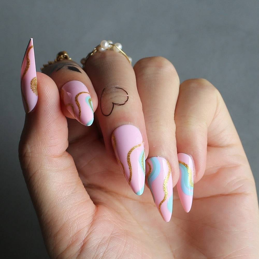 Faux Ongles Roses Amande Mi-Longs Press On Nails Default Title