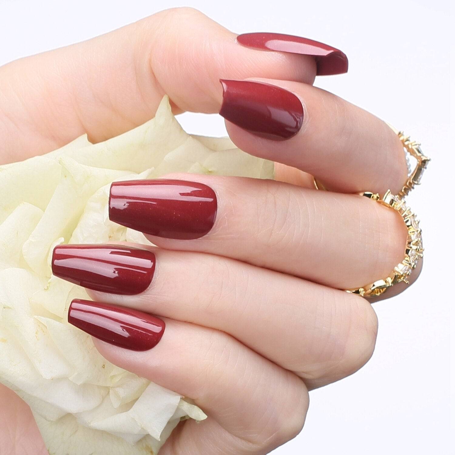 Faux Ongles Bordeaux Carrés Press On Nails