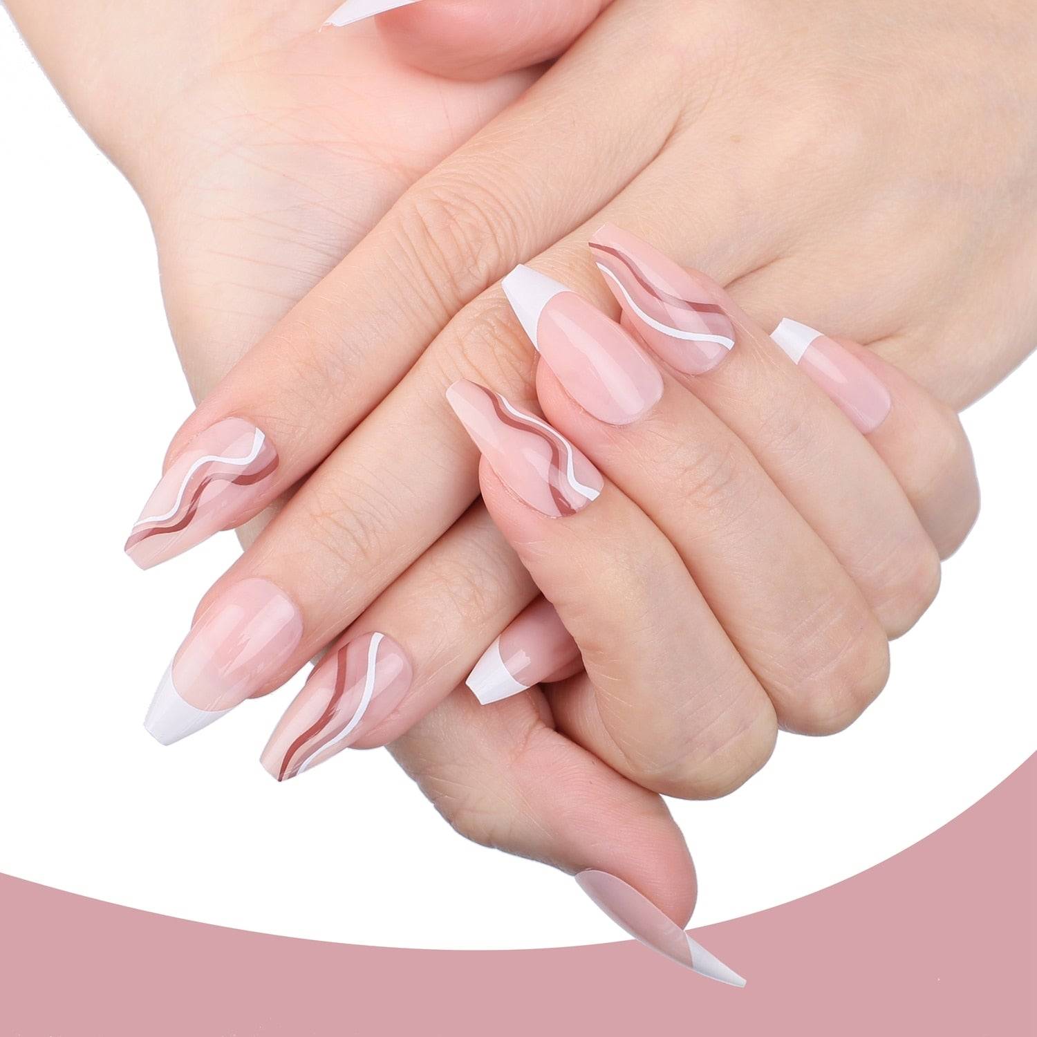 Faux Ongles French Dégradé Roses Longs Press On Nails Default Title