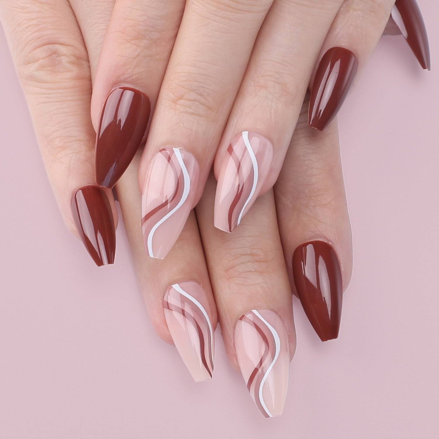 Faux Ongles Bordeaux Amande Longs Press On Nails
