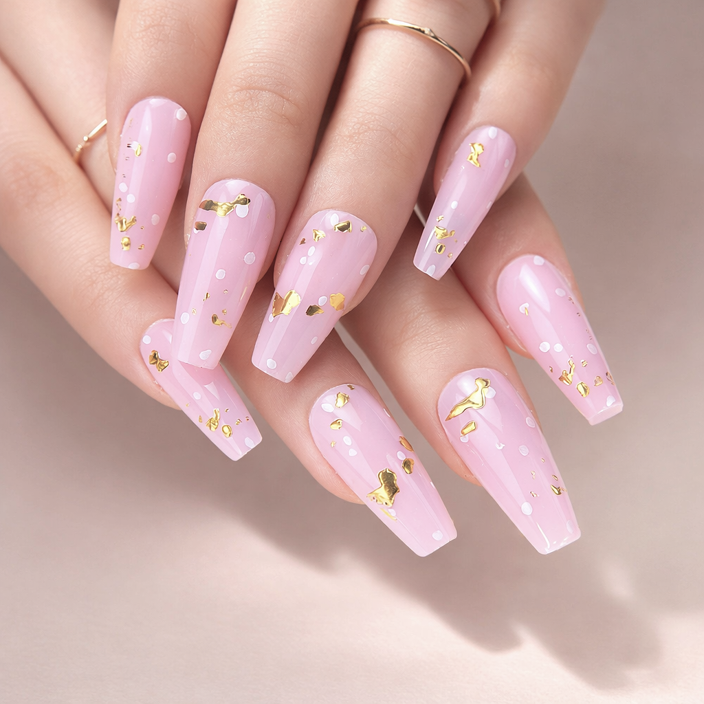 Faux Ongles Rose Ballerine Longs