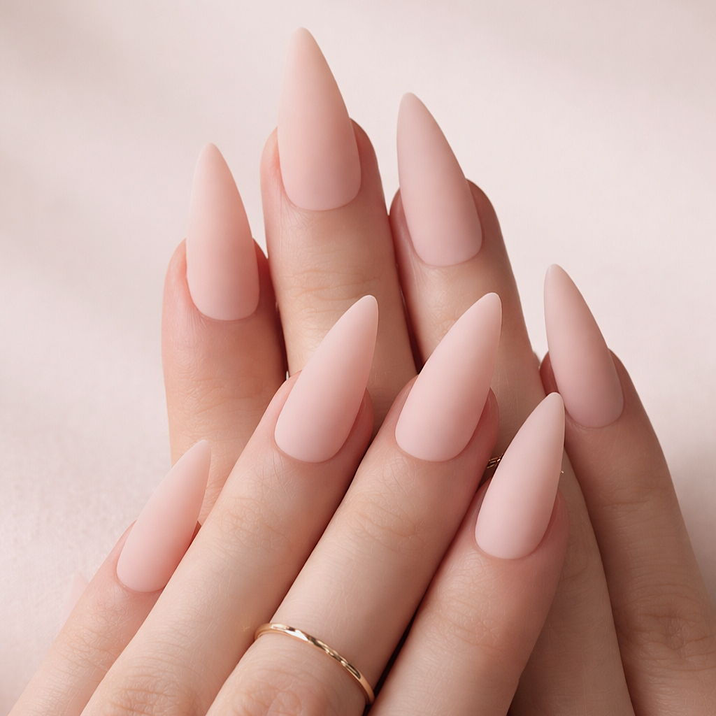 Faux Ongles Naturel Stiletto Longs