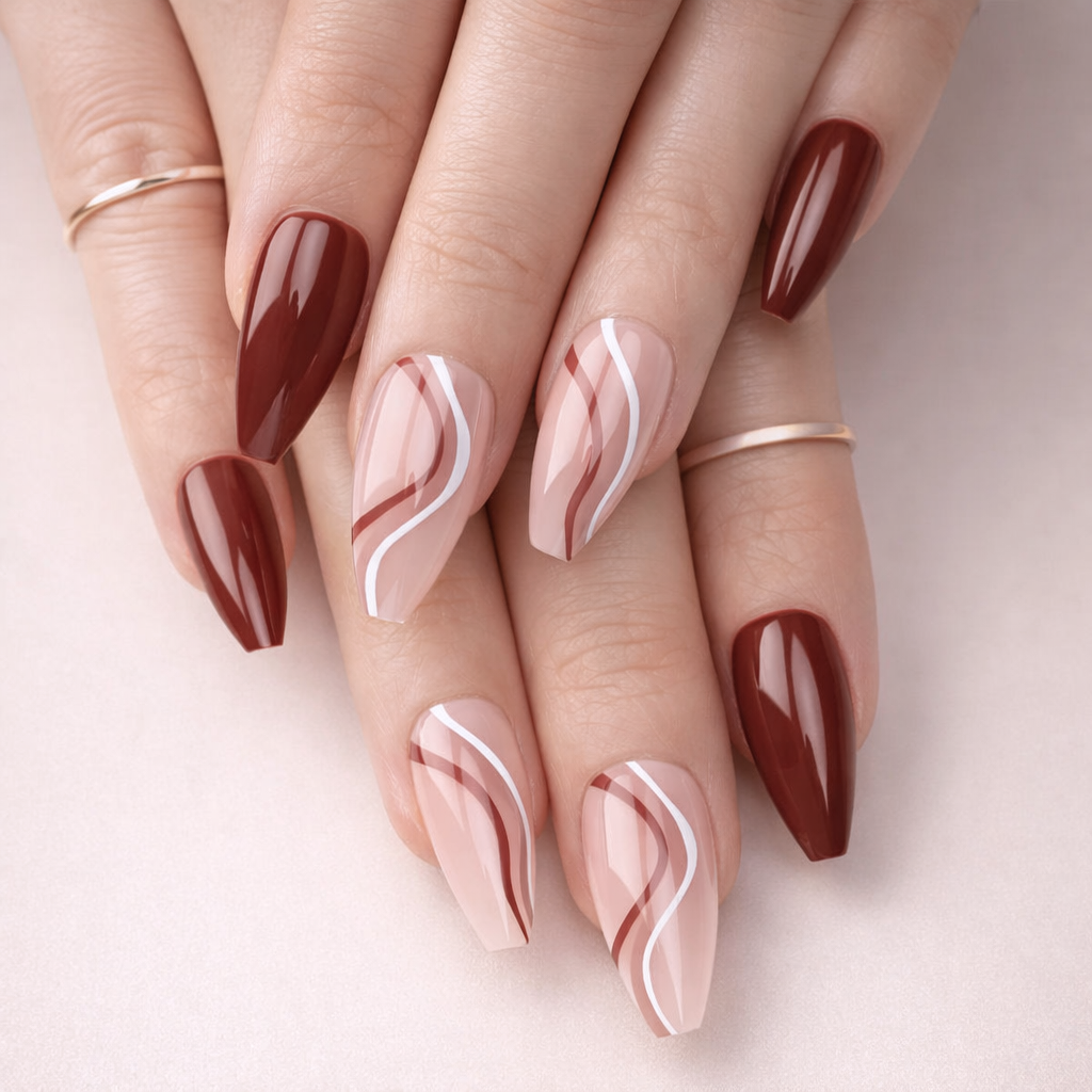 Faux Ongles Bordeaux Ballerine Mi-Longs