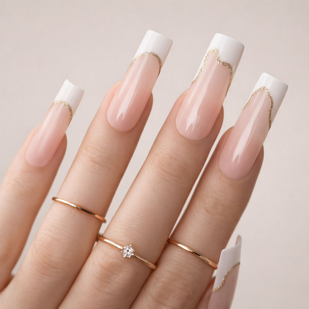 Faux Ongles French Carré Longs