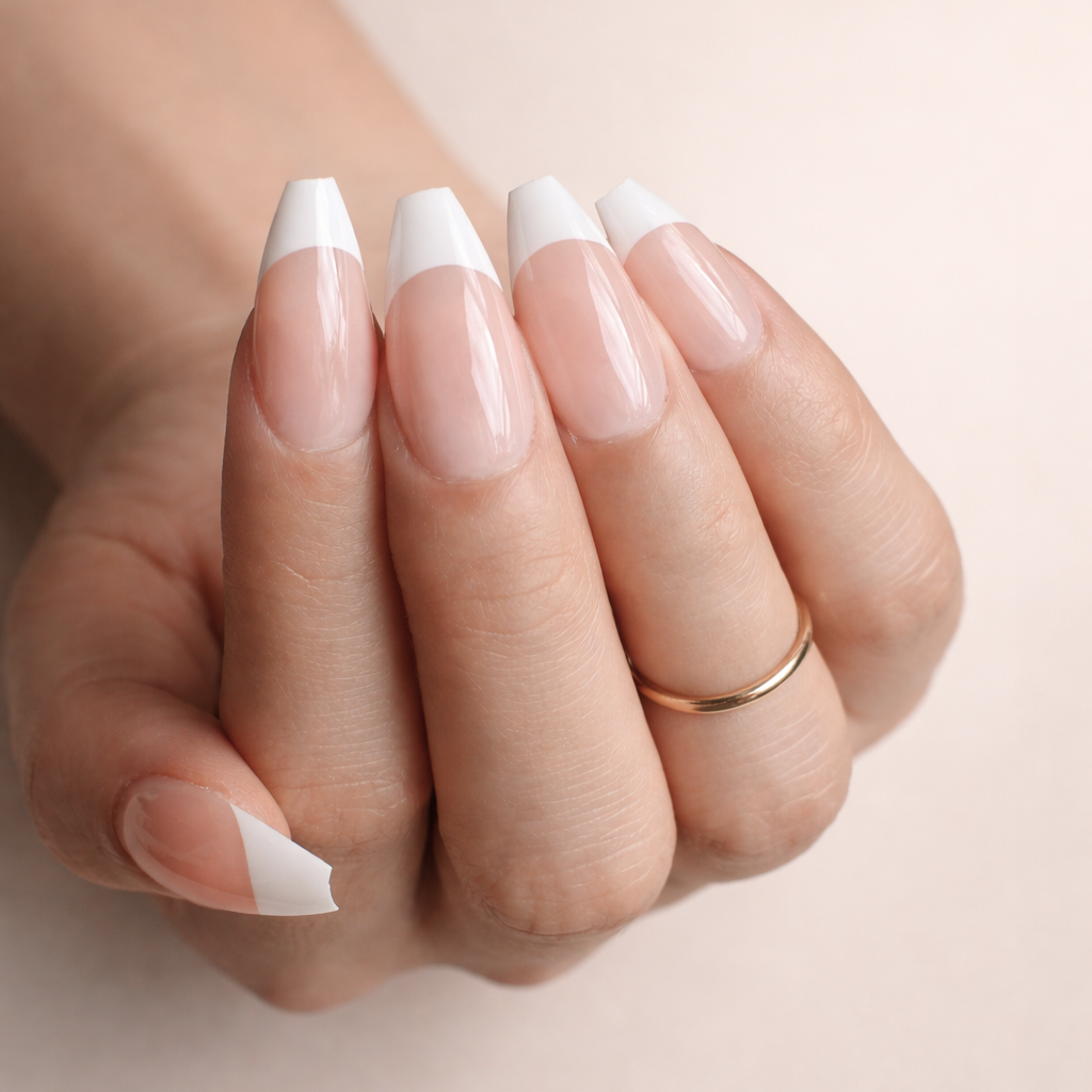 Faux Ongles French Nude Ballerine Mi-Longs