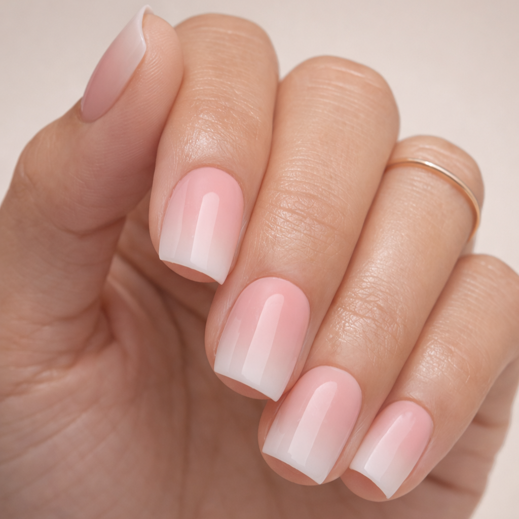 Faux Ongles Dégradé Rose Courts