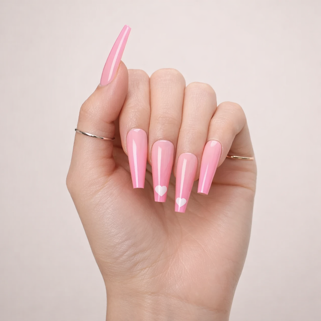 Faux Ongles Roses Dégradés Ballerine Longs