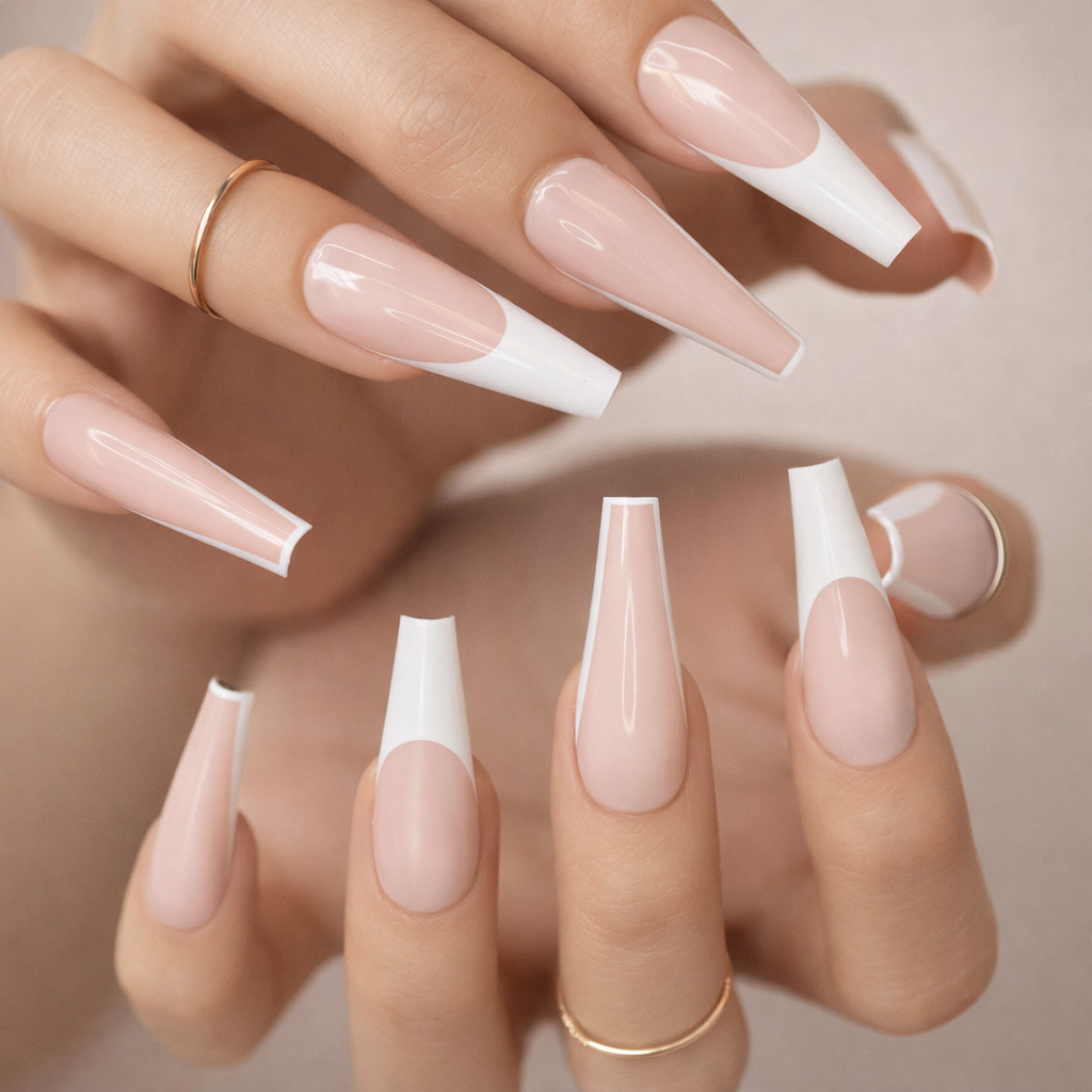 Faux Ongles French Beige Ballerine Longs