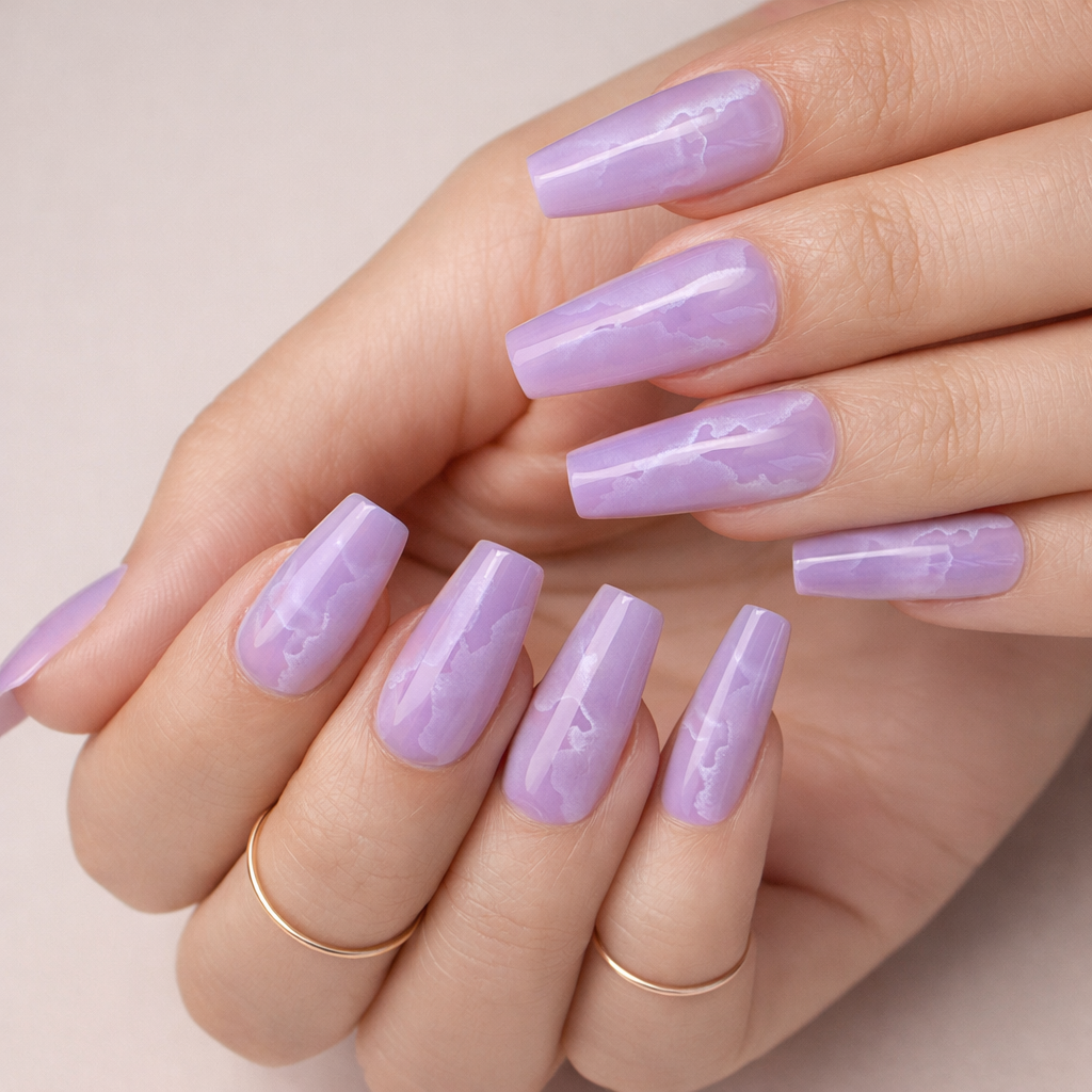 Faux Ongles Violet Ballerine Longs