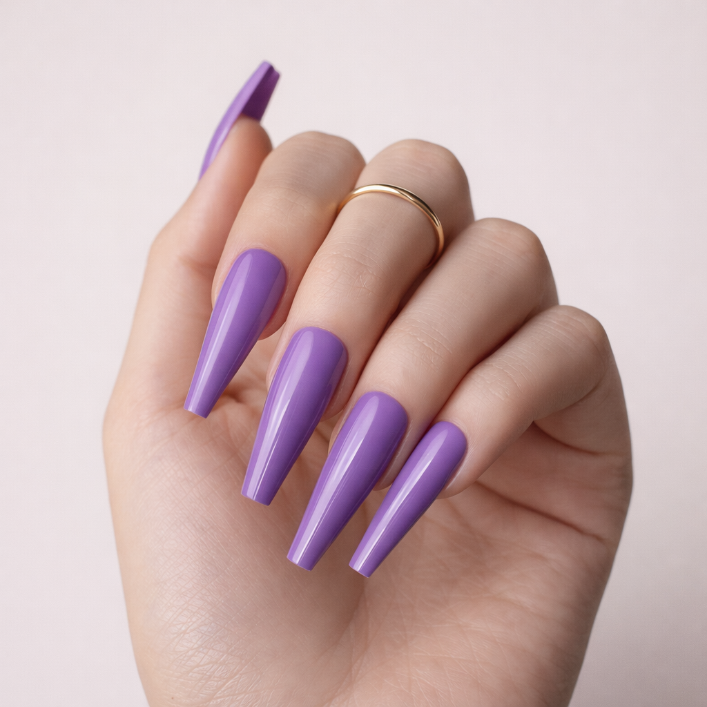 Faux Ongles Violet Ballerine Longs Press On Nails