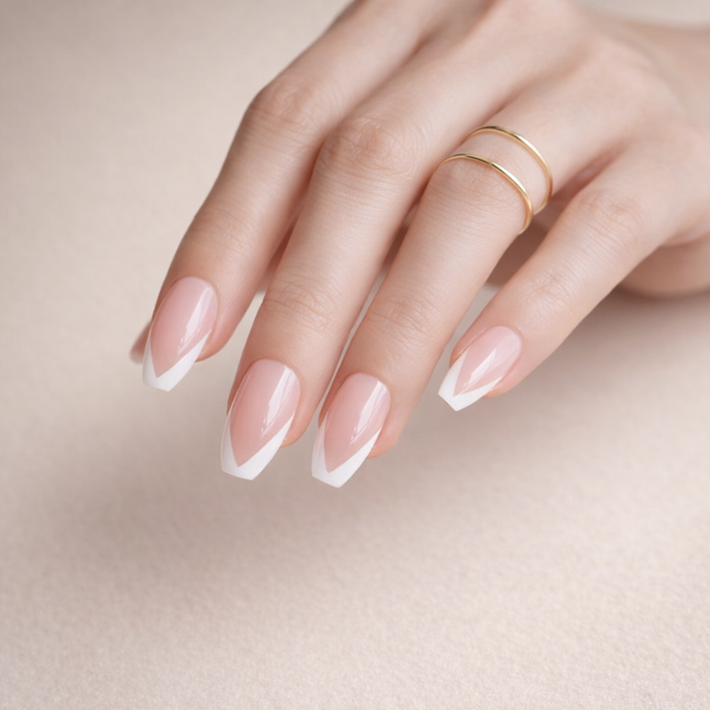 Faux Ongles French Nude Ballerine Mi-Longs