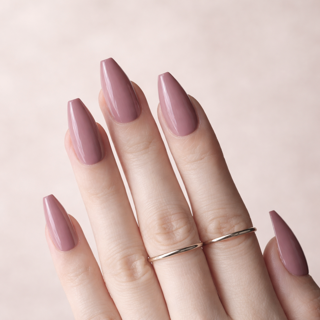 Faux Ongles Taupe Ballerine Mi-Longs