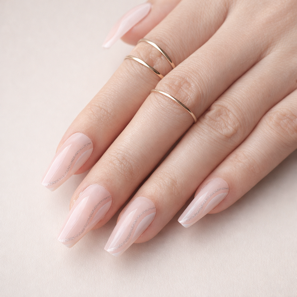 Faux Ongles Rose Ballerine Longs