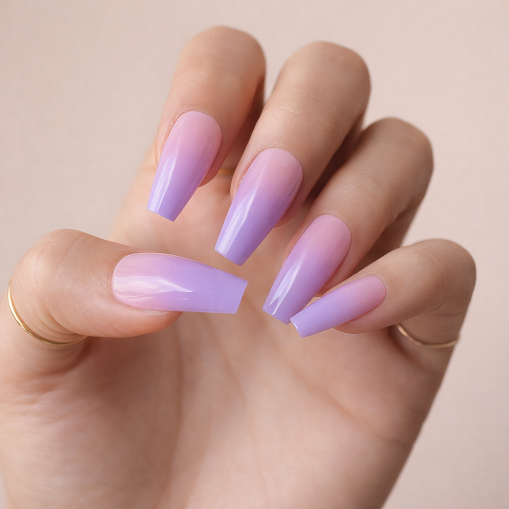 Faux Ongles Violet Ballerine Longs