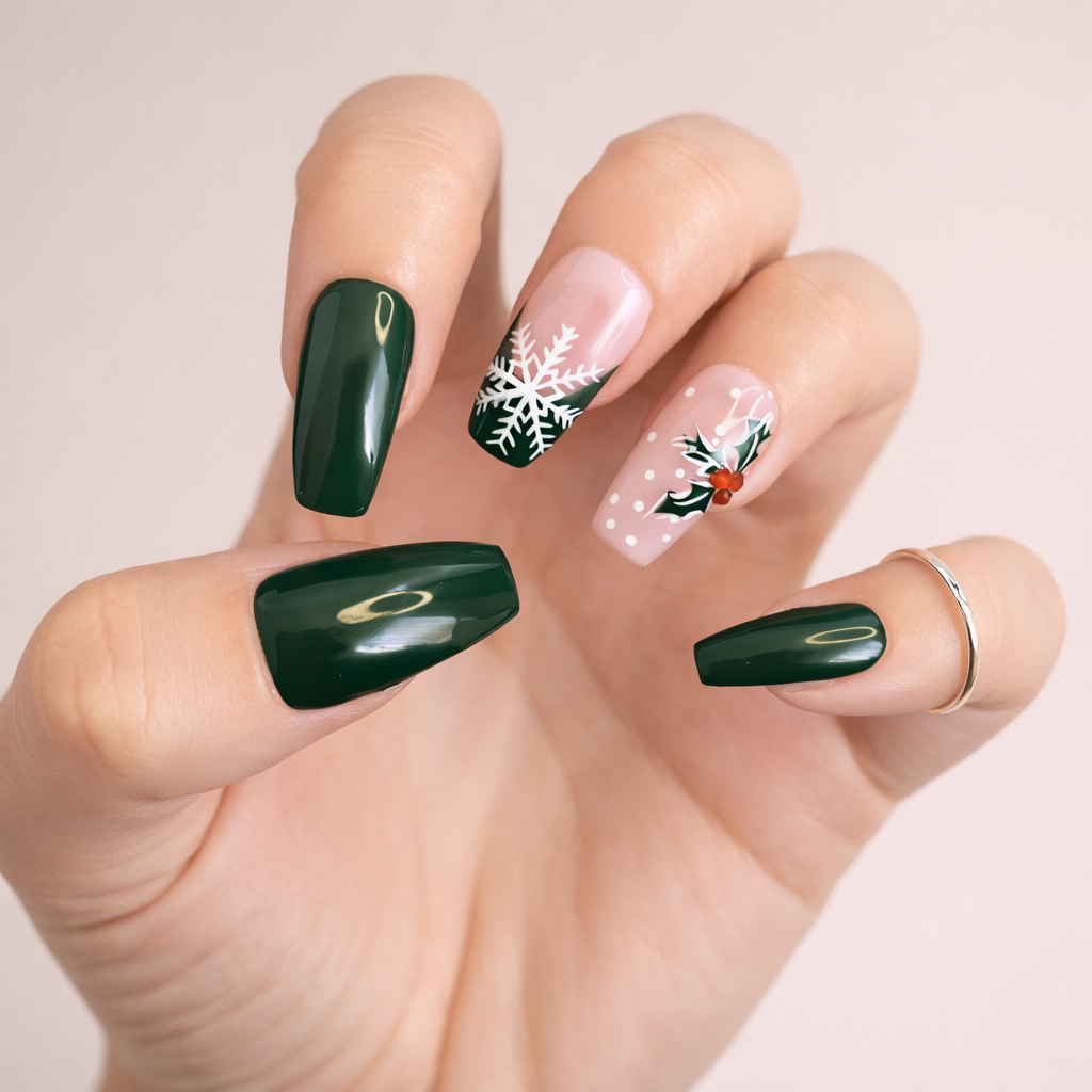 Faux Ongles Père Noël Vert