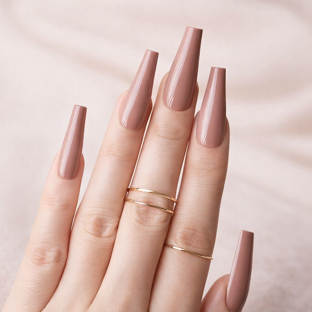 Faux Ongles Roses Ballerine Longs