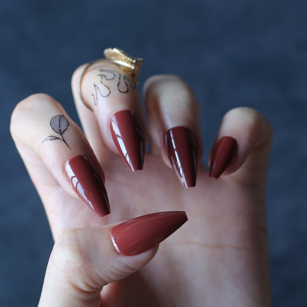 Faux Ongles Bordeaux Ballerine Longs Press On Nails Default Title