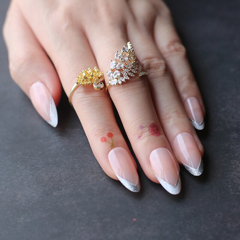 Faux Ongles Nude Amande Longs Press On Nails