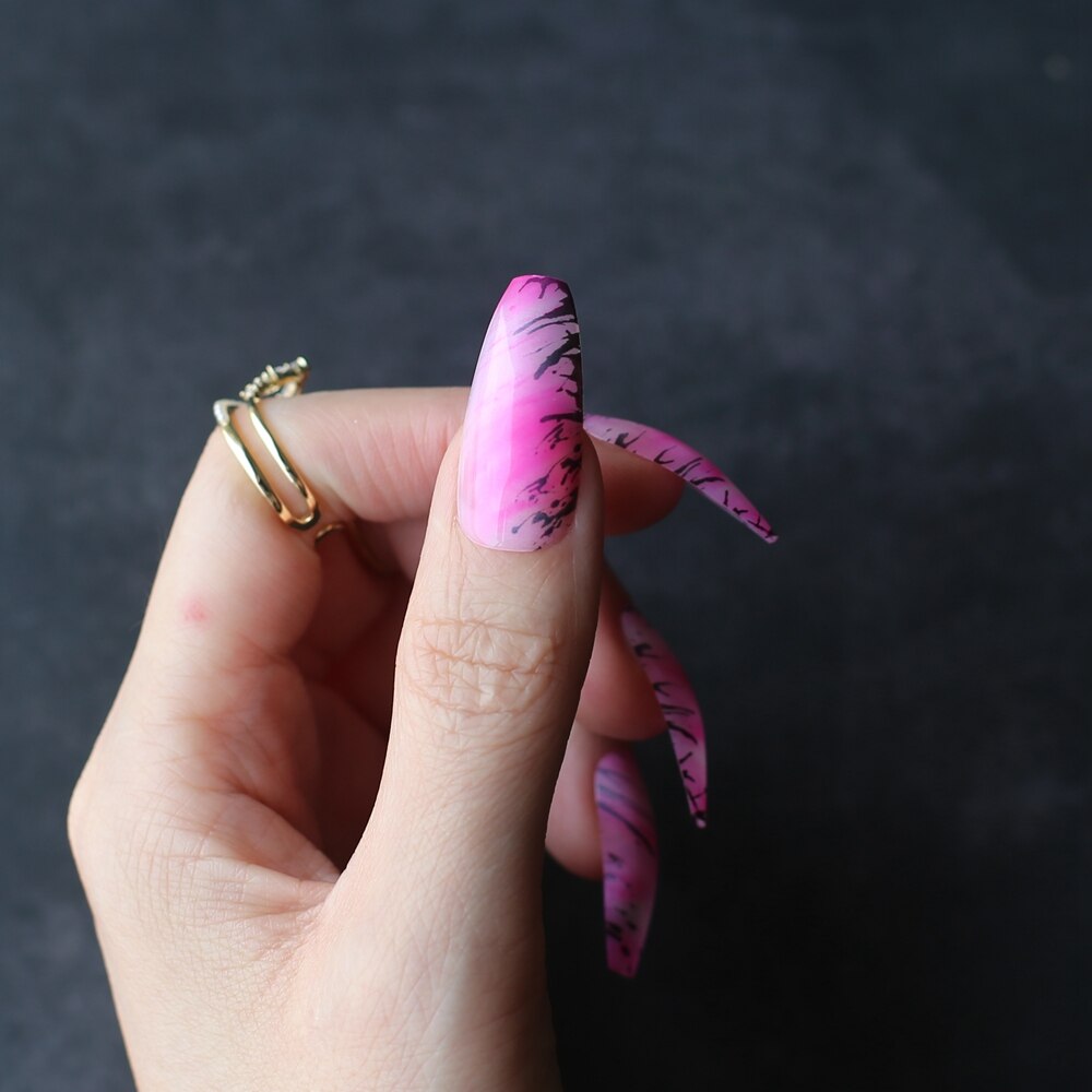 Faux Ongles Roses Ballerine Longs Press On Nails