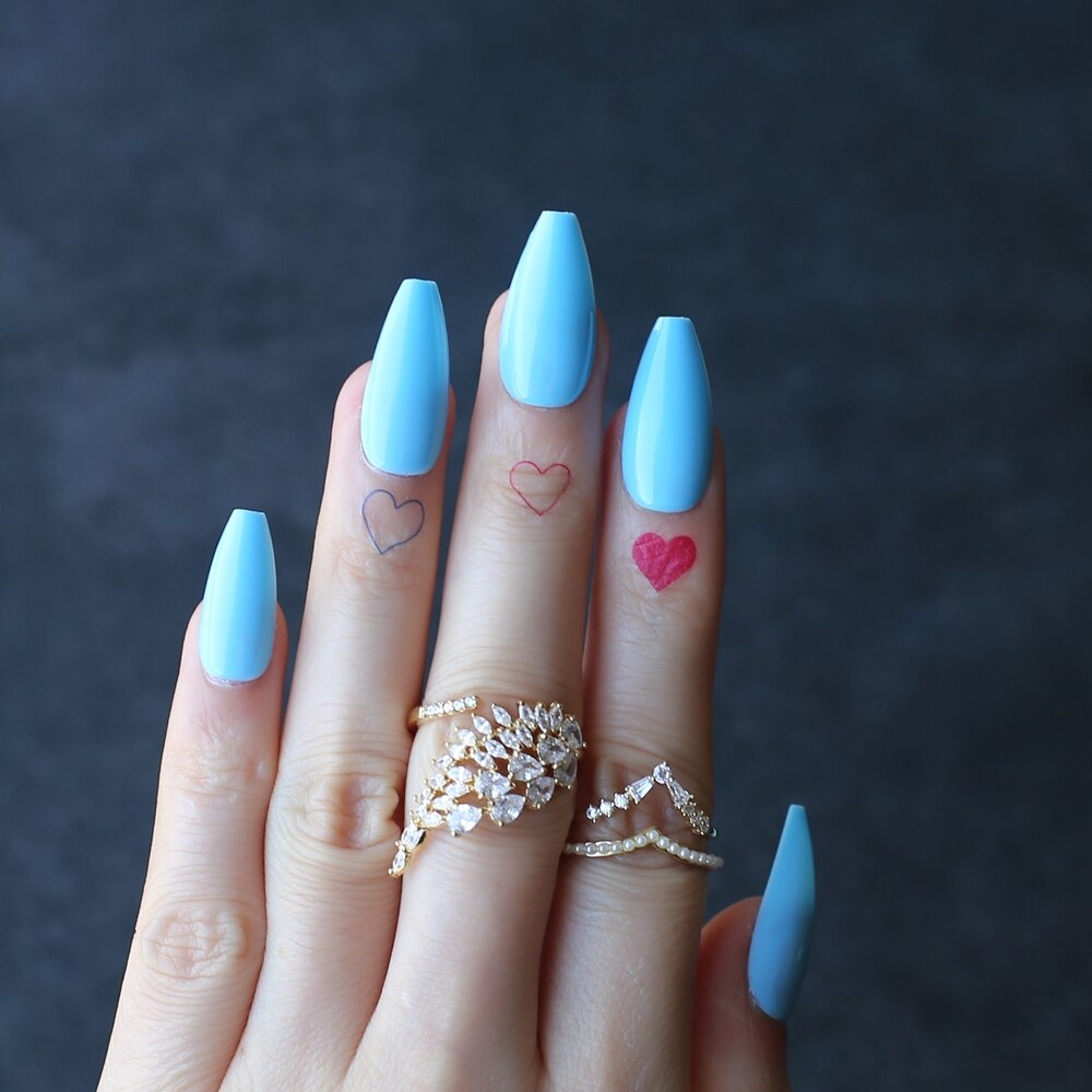 Faux Ongles Bleus Ballerine Longs Press On Nails