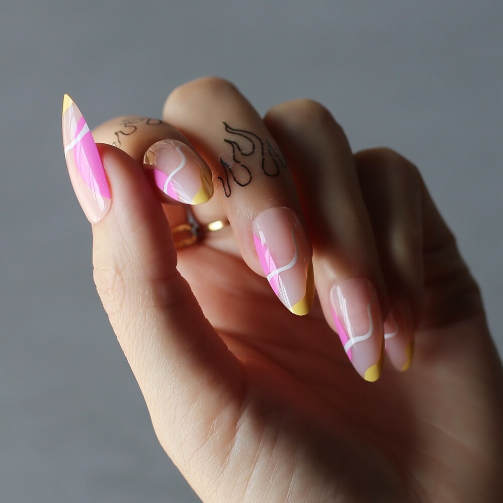 Faux Ongles Dégradé Amandes Longs Press On Nails