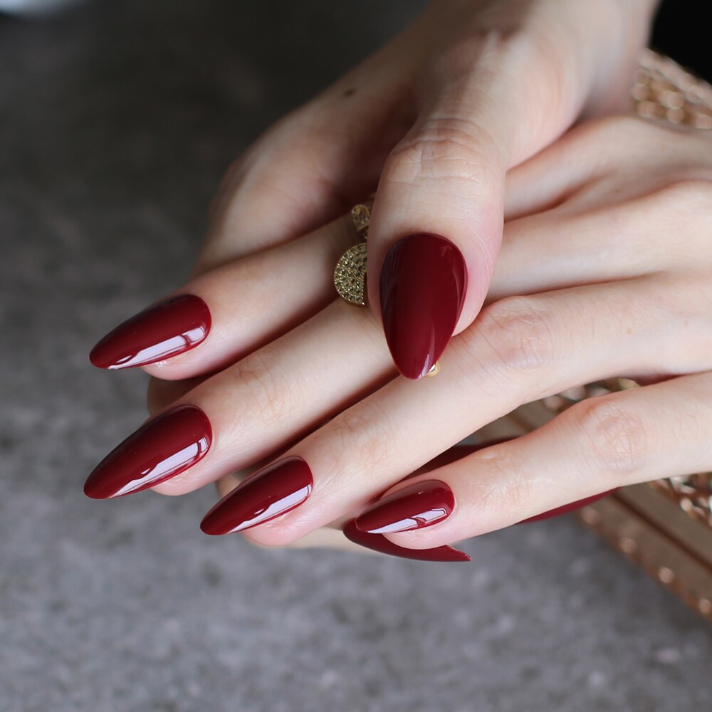 Faux Ongles Stiletto Bordeaux Press On Nails