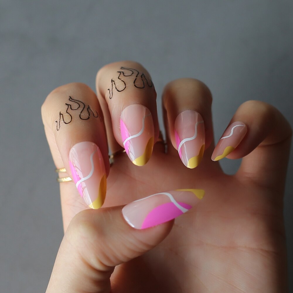 Faux Ongles Dégradé Amandes Longs Press On Nails