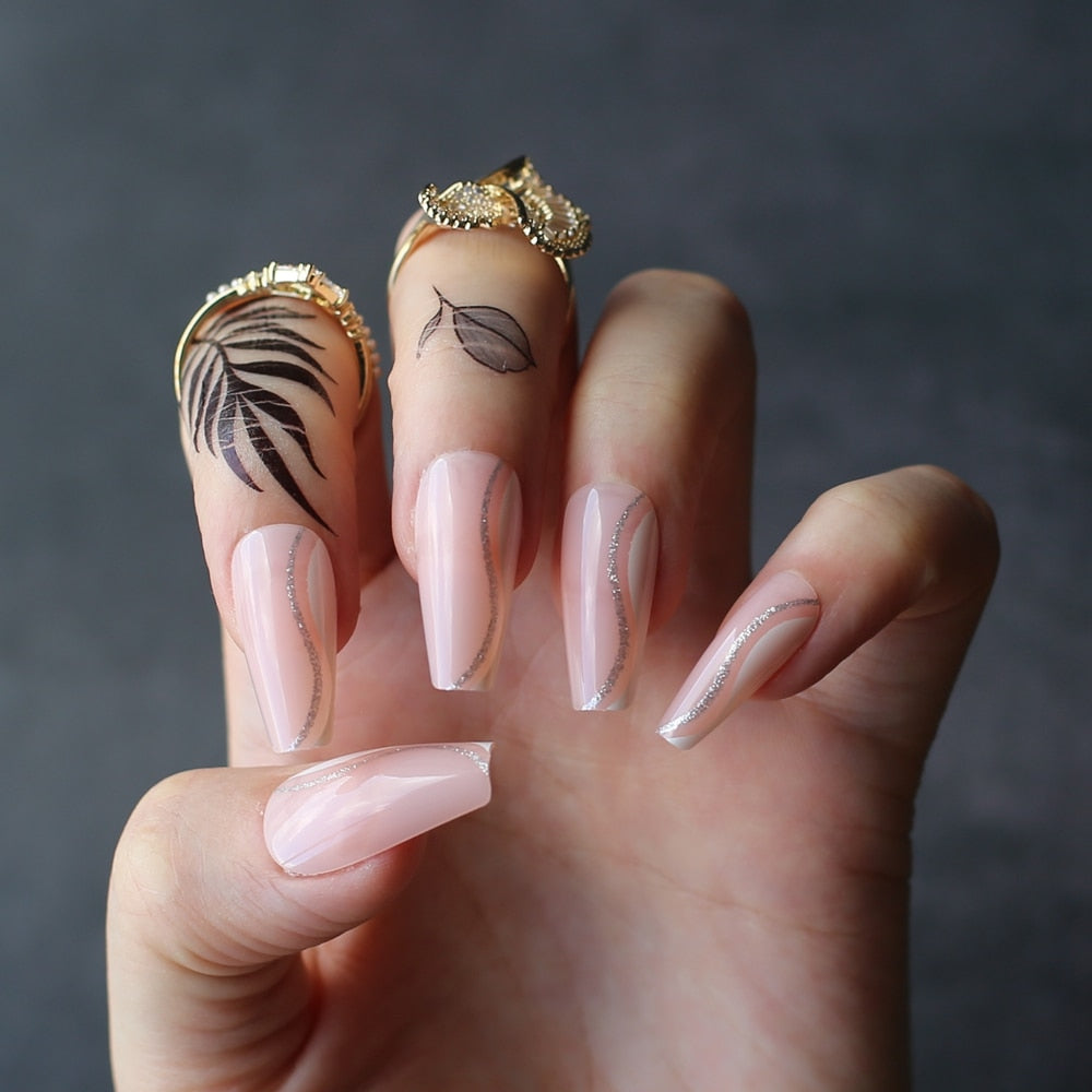 Faux Ongles Rose Ballerine Longs Press On Nails