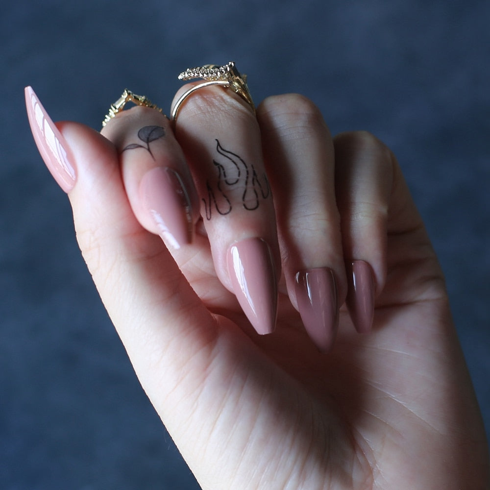 Faux Ongles Marrons en Ballerine Press On Nails