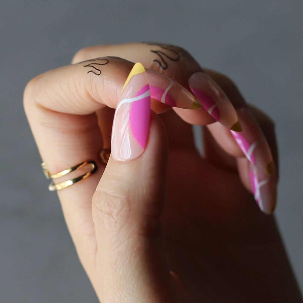 Faux Ongles Dégradé Amandes Longs Press On Nails
