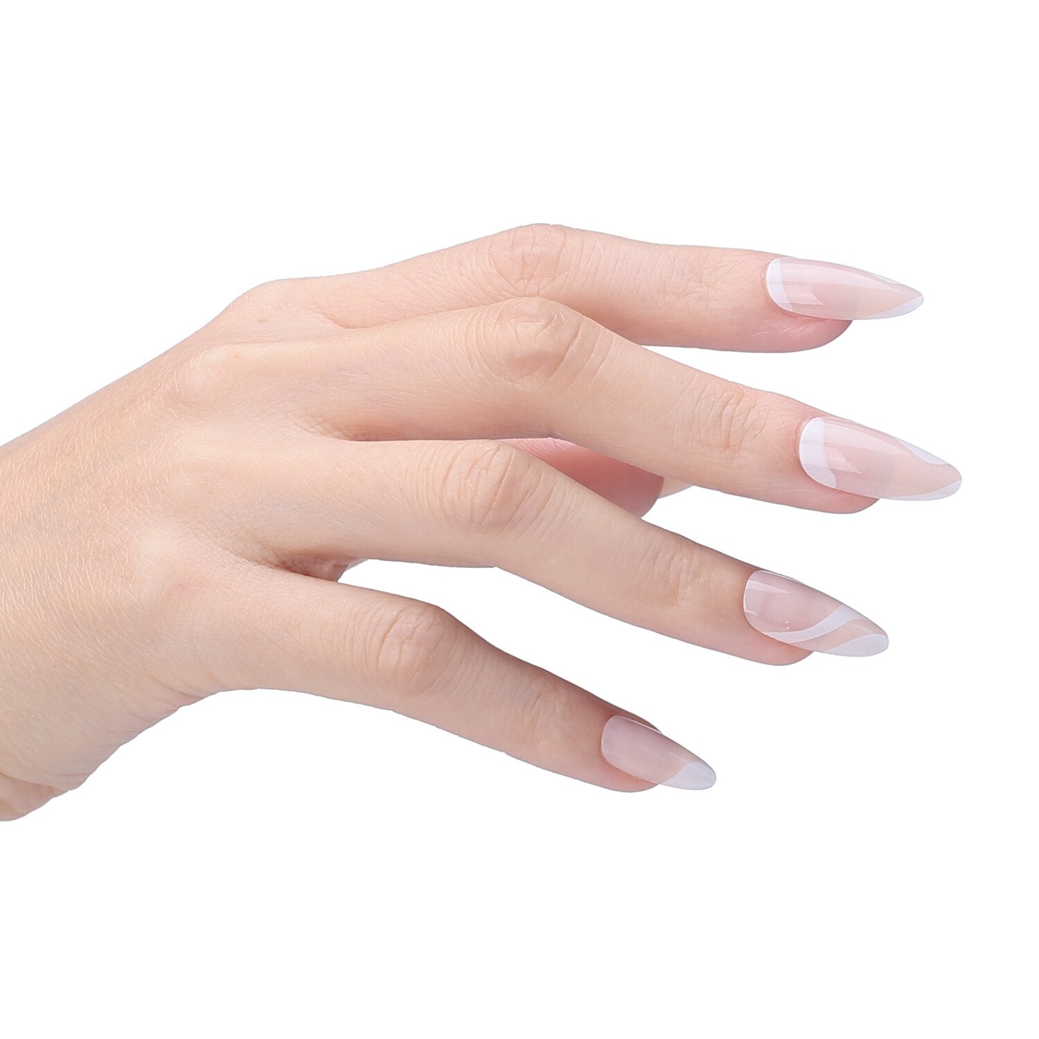 Faux Ongles Roses Nude Amande Longs Press On Nails