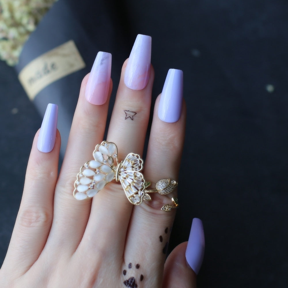 Faux Ongles Blanc Amande Longs Élégants Press On Nails