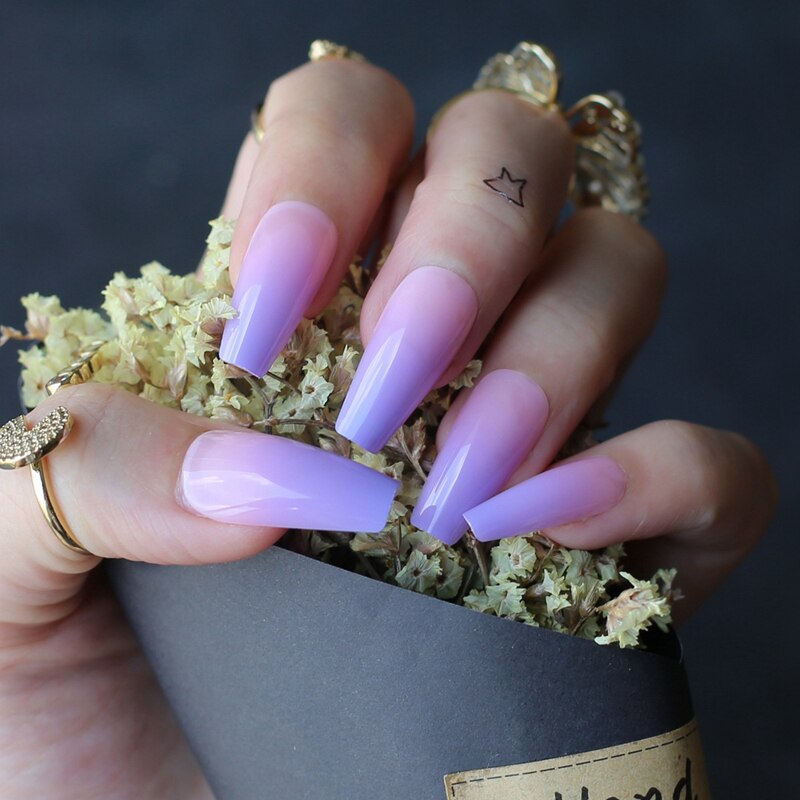 Faux Ongles Violet Ballerine Longs Press On Nails